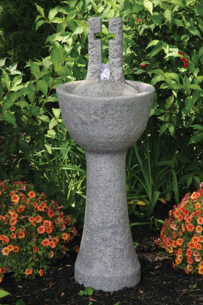Fountainette Open Works Cross Religious Garden Cement Catholic